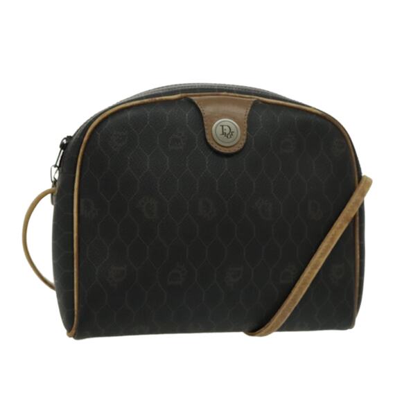 DIOR Honeycomb Canvas Shoulder Bag Black Brown Gold - Picture 1 of 16